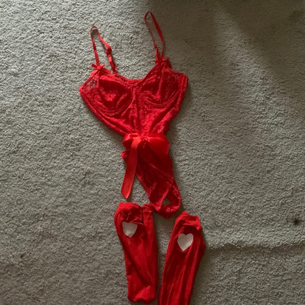Fashionnova Red lace bodysuit